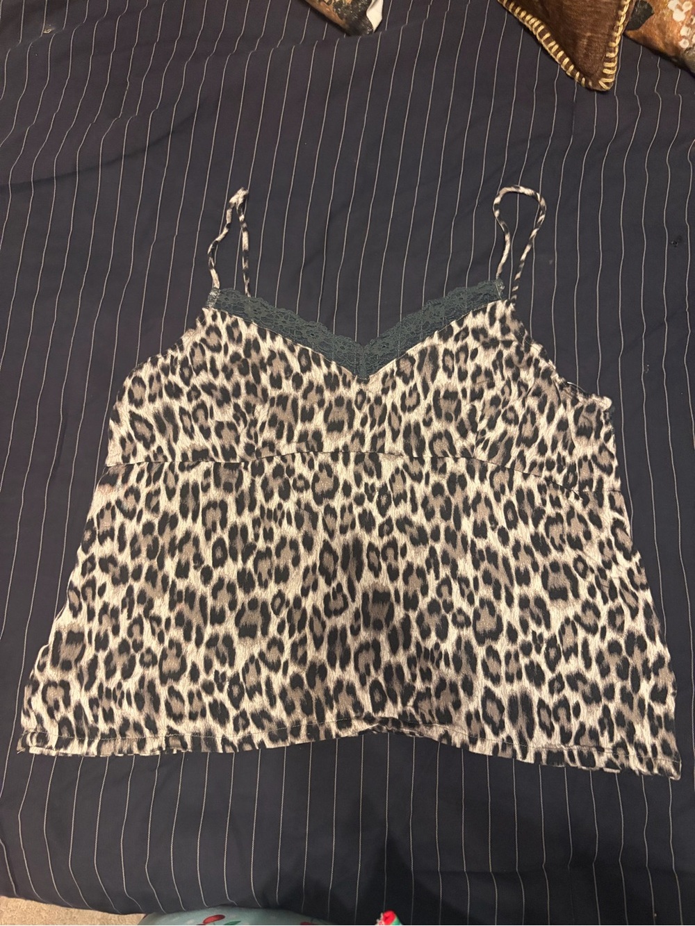 Joe Fresh Leopard Print Lace-Trim Cami Top - Black & White